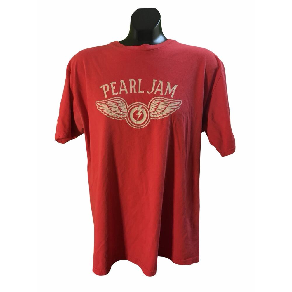 Pearl Jam Detroit 16 T Shirt Mens Large Red Rock Band Graphic Tee